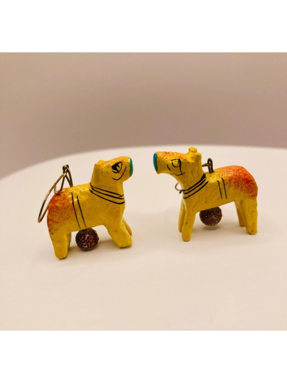 Hand-Painted Wooden Dala Horse Earrings Fair Condition -65B
